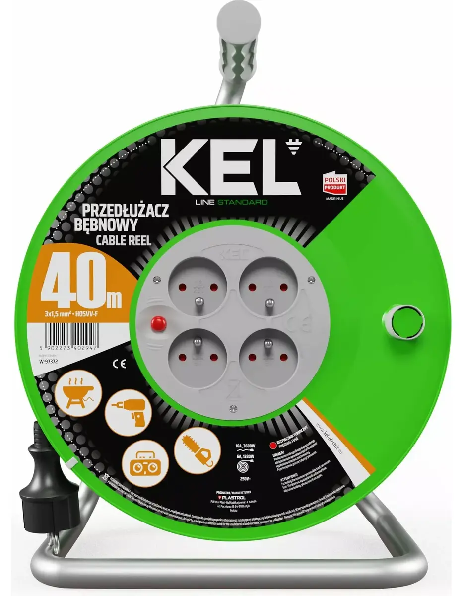 Kabeļu spole KEL STANDARD LINE 40m, 16A, 3680W Photo 1