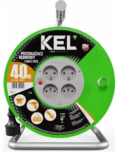 Кабельный барабан KEL STANDARD LINE, 4 розетки, 16A, 3680Вт, H05VV-F 3x1.5мм², 40м, черный
