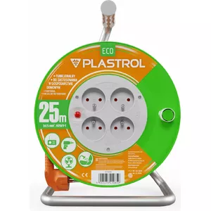 Кабельный барабан Plastrol Standard Line 25м, H05VV-F 3x1.5мм², 4 розетки, 16А, оранжевый