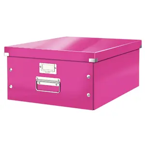 Storage box LEITZ Click & Store Large Box, hardboard, A3 size, 369×200×482 mm, pink