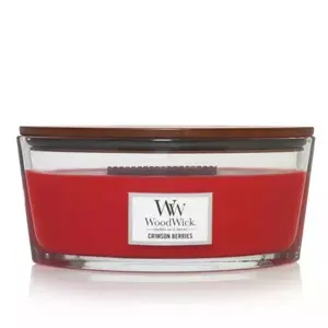 Vaska svece WoodWick Crimson Berries Ellipse Red — stikla trauks, A 92.2 mm, P 190.5 mm, D 120.7 mm, 1 gab.