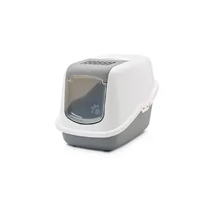 Hooded litter box Savic Nestor Grey White, plastic, 560×390×385 mm