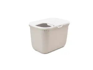 Top-entry litter box Savic Hop In, plastic, beige/white, 585×390×395 mm