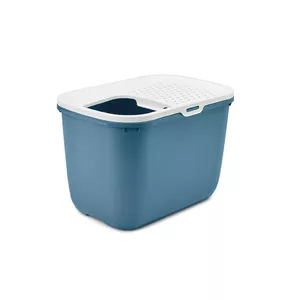 Top-entry cat litter box Savic Hop In VAT011511 — top access, blue and white