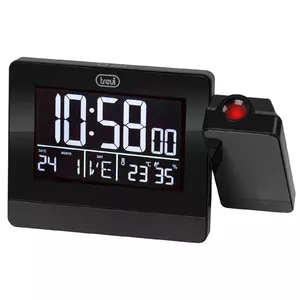 Digitālais modinātājs Trevi EC 884 PJ — LED displejs, balta apgaismojuma, AC/AAA barošana, 5 V DC, melns, 135×205×160 mm