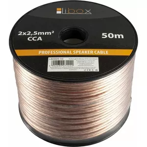 Аудиокабель LIBOX LB0009-50, 2 x 2,50 мм CCA, 50 м, прозрачный, оболочка PVC