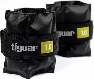 Ankle/Wrist Weights Tiguar 2×1 kg black — adjustable hook-and-loop straps