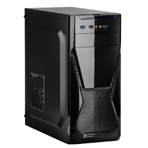 Datora korpuss Akyga AK13BK Micro Tower — ATX/Micro-ATX, 3×3.5" un 3×2.5" sloti, PSU augšā, USB 3.2 Gen1×2, max GPU 385 mm, melns