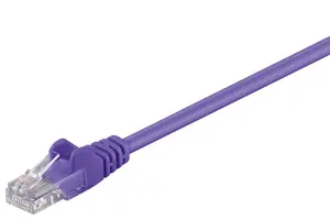 Сетевой кабель MicroConnect B-UTP50025P Cat5e U/UTP с разъемами RJ-45, скоростью передачи данных 1000 Мбит/с и круглым фиолетовым дизайном