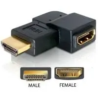 HDMI adapteris vīriešu uz sieviešu 90°