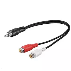 Microconnect RCA - 2xRCA, M-F audio kabelis 0,2 m Melns