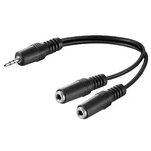 Microconnect 3.5mm - 2 x 3.5mm, M-F audio kabelis 0,2 m Melns