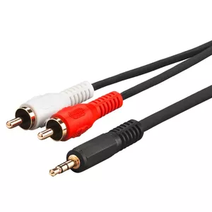 Microconnect 3.5mm/2xRCA 1.5m audio kabelis 1,5 m Melns