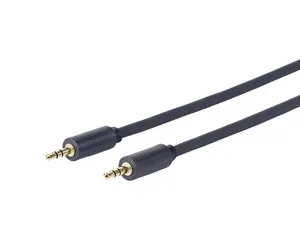 VivoLink PROMJ5 audio kabelis 5 m 3.5mm vīrietis pret vīrieti melns ar alvotu varu un zeltītiem kontaktiem