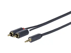 VivoLink PROMJRCA1.5 Audio kabelis 3.5mm vīrietis uz 2 x RCA vīrietis 1.5m melns alvots varš zeltīti kontakti 24 AWG