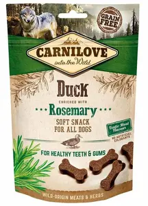 Dog treat CARNILOVE Duck with Rosemary 200 g — training dental treat, 32% protein, 6% fat, preservative-free