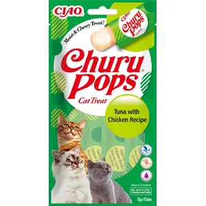 Лакомство для кошек CHURU CIAO Churu Pops тунец с курицей 15 г, взрослым, без глютена