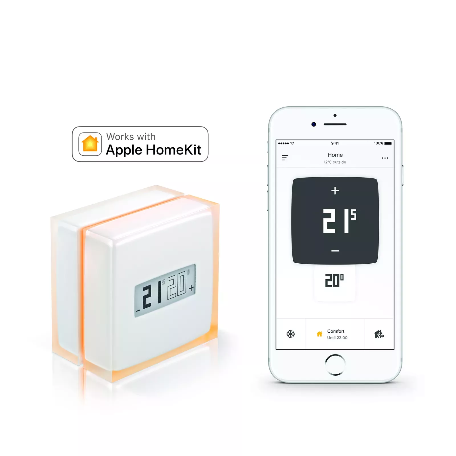 Netatmo Thermostat термостат RF Полупрозрачный, NTH01-EN-EU | AiO.lv