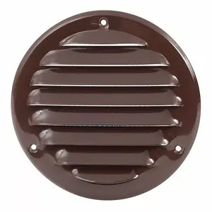 EUROPLAST MR100B Round Metal Ventilation Grille, Brown, DN100