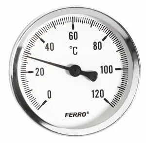 FERRO T40120A Bimetallic Thermometer 40 mm with 1/4 inch Connection