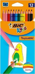 Набор цветных карандашей BIC Tropicolors 12 шт — многоцветный комплект для рисования и раскрашивания