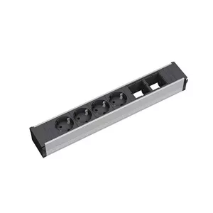 Jaudas pagarinātājs 4 AC kontaktligzdām Bachmann 912.007 Melns Sudrabs