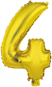 Фольгированный шар RIETHMULLER 9909682 Мини Цифра 4 золотой 5 шт.