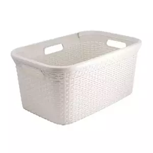 Laundry Basket Curver Style 144876 45L Rectangular Rattan White