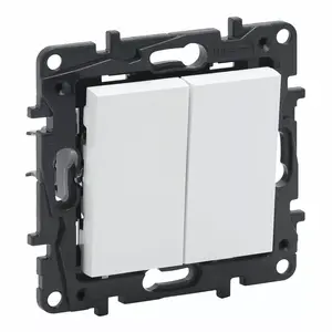 Выключатель Legrand 2-клавишный белый модель 863105, механический настенный