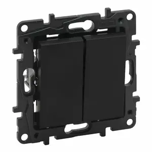 Выключатель Legrand 2-клавишный, чёрный, модель 863508