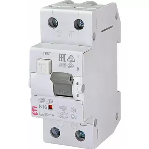 ETI KZS-2M Residual Current Circuit Breaker with Overcurrent Protection, 16A, 30mA, Type AC