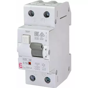 Residual Current Relay ETI KZS 2 M with Auto, 2-pole, 16 A, 30 mA