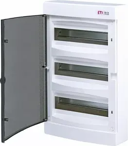 Automatic Switch Box ETI 36-modules (ECT36PT-S) with 3x12M N+PE, IP40, IK07, smoke door, plastic