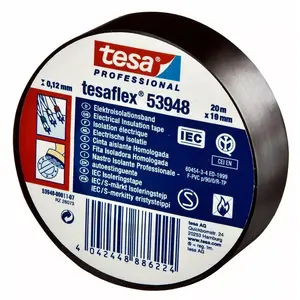 Izolācijas lenta Tesa 53988 melna 20 m x 19 mm, elektriskā izolācija