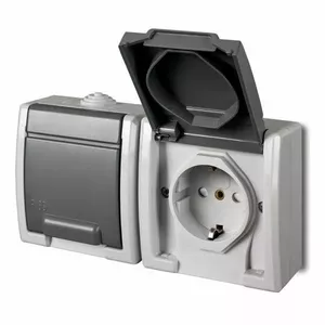 Розетка настенная ELEKTROPLAST 1245-10 серый, один выход, 0.29 кг