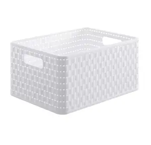 Rotho Country Storage Basket, 18L, Rectangular, White