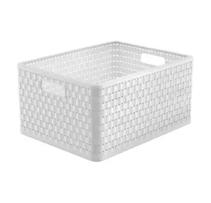 Rotho COUNTRY Rectangular Storage Basket 28L White