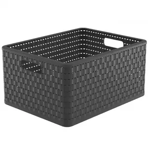 Storage basket Rotho Country Rectangular Polypropylene 28 L Anthracite 430×330 mm
