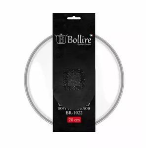 Glass Lid BOLLIRE BR-1022, 20 cm diameter, tempered glass with steam vent