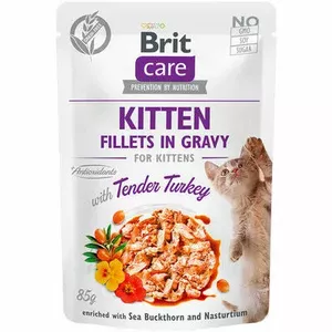 Mitrs kaķēnu barības Brit Fillets in Gravy — Maiga tītara gaļa, 85 g