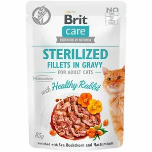Wet Cat Food Brit Fillets In Gravy Sterilized Rabbit 85 g