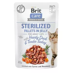 Brit Care Kaķu fileja želejā Sterilizēta pīle un tītars 85g