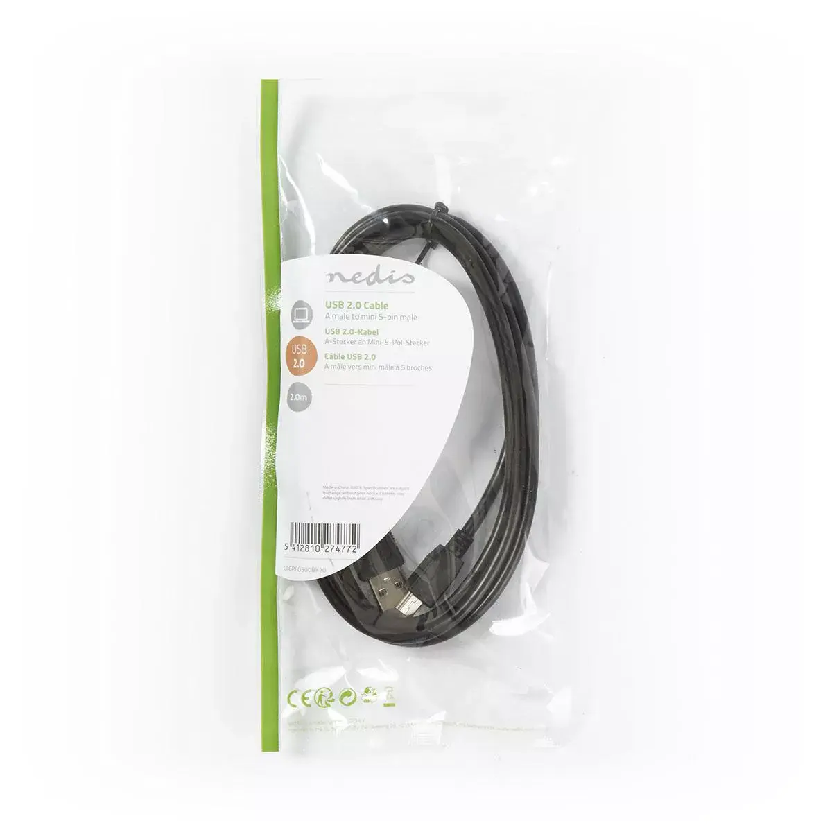Nedis CCGP60300BK20 USB 2.0 Cable USB-A to Mini-USB B Photo 4