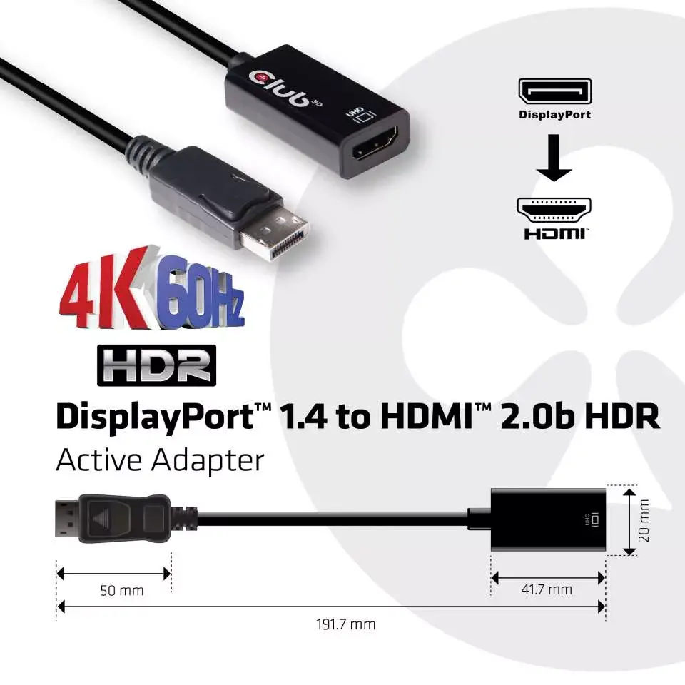 Active Adapter DisplayPort 1.4 to HDMI 2.0b CLUB3D Photo 3