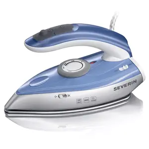 Dry & Steam iron SEVERIN BA 3234, 1000 W, stainless steel soleplate, 0.05 L water tank, dual voltage, vertical steam, blue/silver