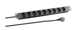 Microconnect CABINETACC23 Базовый блок распределения питания 1U 8 розеток переменного тока 16А 230В черный с кабелем 3м