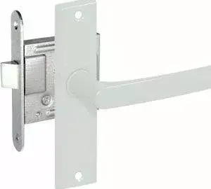 KURZEMES 200Z-35822/2 Door Lock with White Cover Plates and Handles