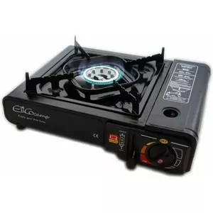 Portable single-burner gas stove ElicoCamp JY-500A — 1-burner camping cooker, suitcase-style