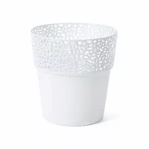 Flower Pot Lamela Rosa 655 (model 655-05) — White, Ø12 cm, Plant Pot