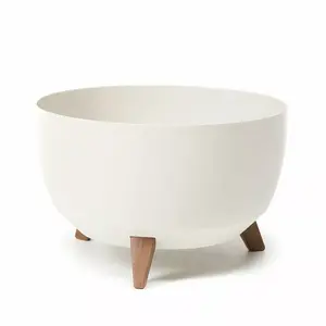 Flower Pot Bowl LAMELA ROMA 400 Cream — decorative plant pot bowl, model 881-74